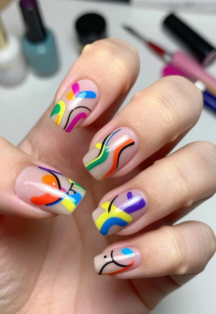 15 Stunning August Nails Ideas for 2026 That'll Make You Book Your Next Mani Right Now! - 6. Abstract Art 1