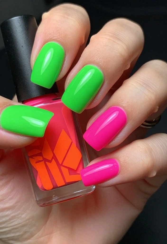 15 Stunning August Nails Ideas for 2026 That'll Make You Book Your Next Mani Right Now! - 8. Neon Lights 1