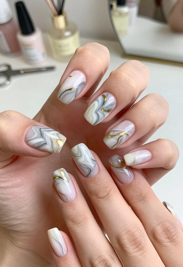 15 Stunning August Nails Ideas for 2026 That'll Make You Book Your Next Mani Right Now! - 9. Marble Effect 1