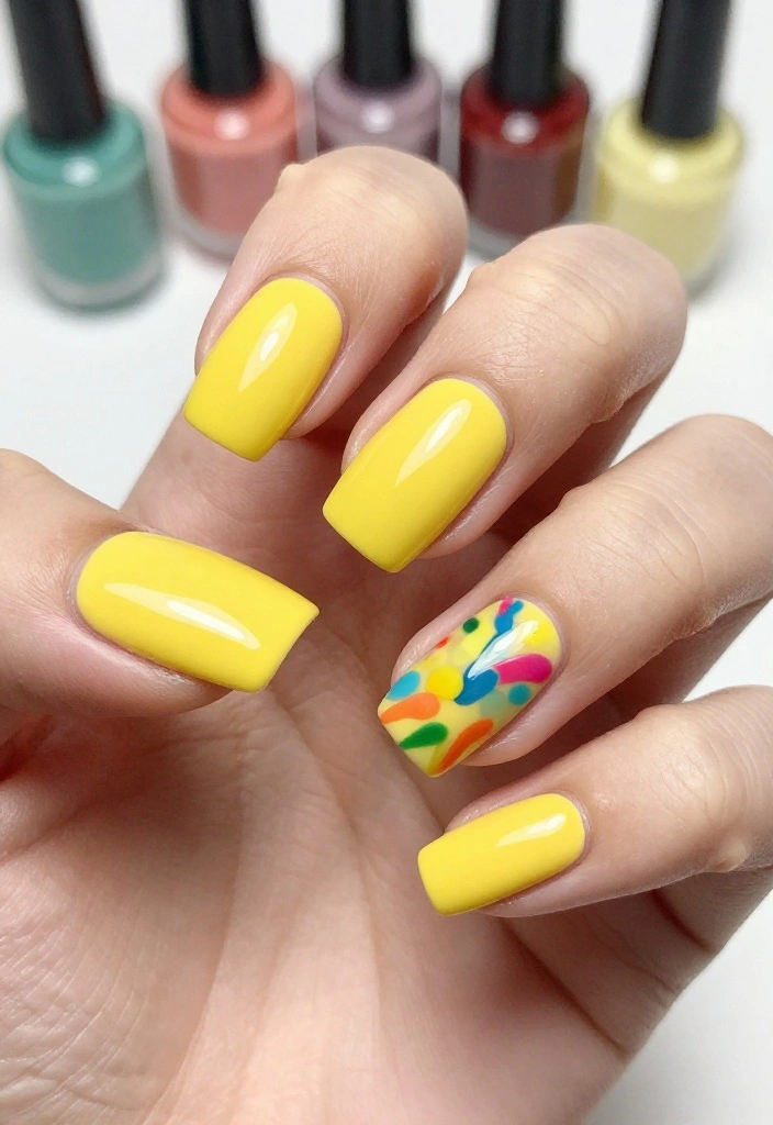 17 Butter Yellow Manicure Ideas That Are Perfect for Any Occasion (Don't Miss #9!) - 14. Artistic Brush Strokes 1