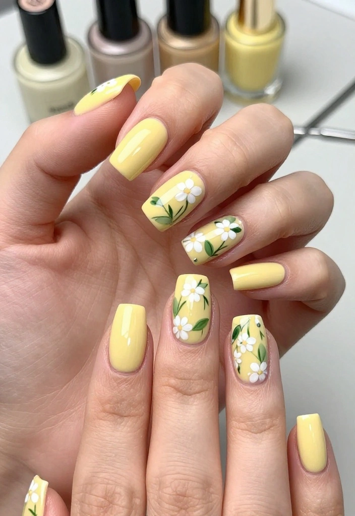 17 Butter Yellow Manicure Ideas That Are Perfect for Any Occasion (Don't Miss #9!) - 2. Floral Accents 1