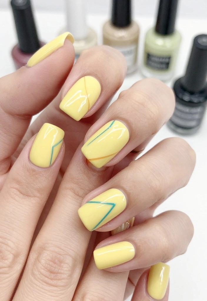 17 Butter Yellow Manicure Ideas That Are Perfect for Any Occasion (Don't Miss #9!) - 3. Geometric Patterns 1